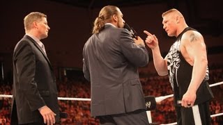 Brock Lesnar attacks Triple H Raw April 30 2012 [upl. by Refinaj]