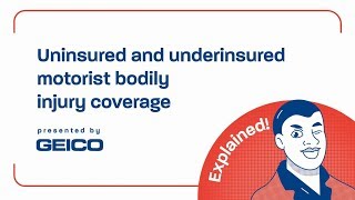 Uninsured vs Underinsured motorist bodily injury coverage  GEICO [upl. by Ayekal597]