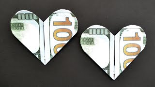 MY Money HEART  Easy Dollar Origami Tutorial Moneygami DIY by NProkuda [upl. by Siurtemed]