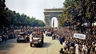 American Troops Liberate Paris  WW2 Film From 1944 HD and Color [upl. by Rodolphe251]