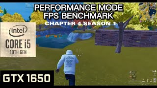 i5 10400F  GTX 1650  FORTNITE PERFORMANCE MODE BENCHMARK [upl. by Are]