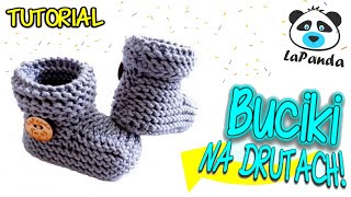 BUCIKI NA DRUTACH DLA NIEMOWLAKA 2 Jak zrobić  LaPanda  KNITTED BABY BOOTIES  ENG sub [upl. by Maura]