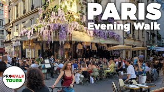 Paris Evening Walk and Bike Ride  4K  With Captions [upl. by Yrrah]