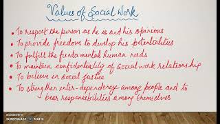 Social Work Basic VALUES OF SOCIAL WORK [upl. by Gretna]