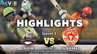 Lahore Qalandars vs Islamabad United  Full Match Highlights  Match 17  4 March  HBL PSL 2020 [upl. by Aisemaj]