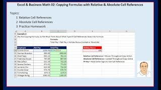 Excel amp Business Math 02 Copying Formulas with Relative amp Absolute Cell References [upl. by Herries]