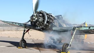 Big Old FOCKE WULF FW 190 AIRCRAFT ENGINES Cold Starting Up [upl. by Eustis]