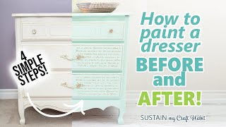 Upcycled Dresser Before and After DIY Chalk Paint Furniture Makeover Tips [upl. by Heeley258]