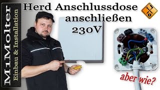 Herdanschlussdose 230 Volt anschließen 3 KabelAdern [upl. by Kcirdlek]