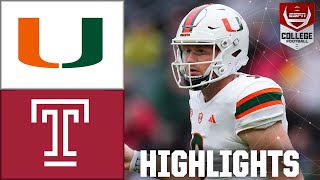 Miami Hurricanes vs Temple Owls  Full Game Highlights [upl. by Burwell117]