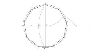 How to draw a regular nonagon inscribed in a circle [upl. by Dugaid]