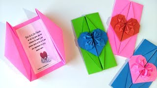 Sobre para cartas de papel  Origami envelope with a heart brooch [upl. by Asel152]