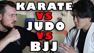 Karate VS Judo VS BJJ SPARRING  Shintaro Higashi v Sensei Seth [upl. by Eltsyrhc]