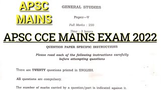 APSC CCE MAINS EXAM PAPER 2022  General Studies Paper  5 [upl. by Atiuqer538]