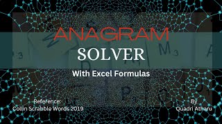 Anagram Solver with Excel Formulas [upl. by Iruahs]