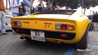 Lamborghini Miura SV P400 72 Sound BackfireStartup Rev and Driving [upl. by Ixel]