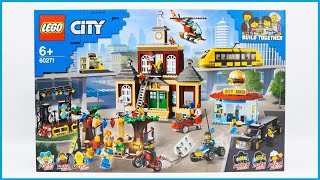 Lego City 60271 Main Square Speed Build Review [upl. by Anirtek300]