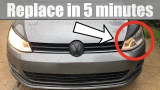 DIY Volkswagen Headlight Low Beam Bulb Replacement  No Tools  MK7 Golf [upl. by Nalahs]