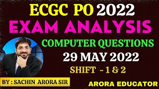 ECGC PO Exam Analysis 2022  29 May Shift 1 amp 2  ECGC PO Asked Computer Questions  ECGC PO Exam [upl. by Pellikka630]