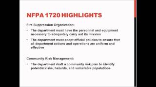 NFPA Standard Snapshot 1720 [upl. by Helgeson]