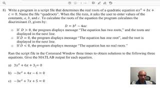 MATLAB  Quadratic Formula [upl. by Barbee]