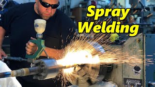 Spray Welding a Pedestal Grinder Motor Shaft [upl. by Daryl]