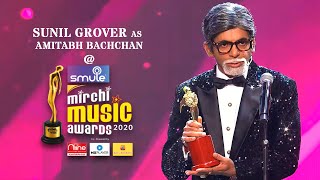 Sunil Grovers hilarious mimicry of Amitabh Bachchan at Smule Mirchi Music Awards 2020 [upl. by Laurice]