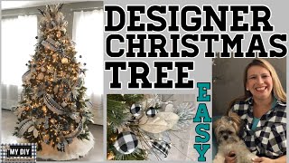 How to decorate a Designer Christmas Tree  Ribbon on Christmas Tree  EASY [upl. by Eillam]