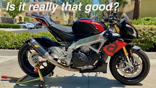 Aprilia Tuono V4 1100 LongTerm Owner Review 2017 Aprilia Tuono V4 1100 RR [upl. by Burl905]