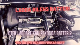 Underhållsladdning Bilbatteri BMS Testa BatterietCTEK MXS 50Volvo V60S80XC90XC70V70 [upl. by Leacock]