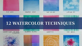 12 WATERCOLOR TECHNIQUES FOR BEGINNERS [upl. by Lydia]