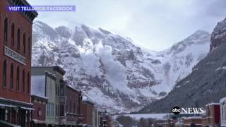 Helicopter Drops Bombs Triggering Avalanche in Colorado  ABC News [upl. by Hershell]