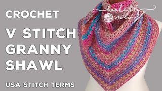 Crochet V Stitch Granny Triangle Shawl SUPER FAST [upl. by Aggappe]