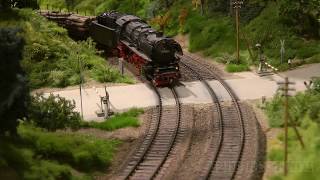 Steam Locomotive and Trains on a Model Railway Layout in HO Scale [upl. by Iny]