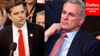 JUST IN Matt Gaetz Roasts Kevin McCarthy To His Face Nominates Jim Jordan For House Speaker [upl. by Nnyl]