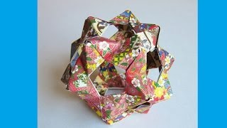 Origami Bucky Ball  Dodecahedron 30 PHIZZ Units  Origami Flower Ball [upl. by Iy]