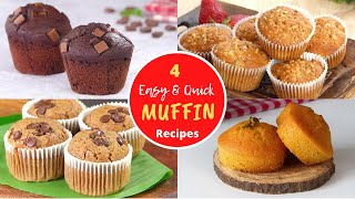 4 Easy Homemade Muffins by Tiffin Box  Easy Cupcakes Recipes [upl. by Pinckney245]