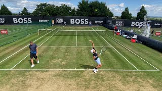 Lorenzo Musetti and Aslan Karatsev serve practice [upl. by Arretahs]