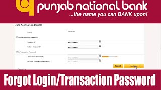 PNB Net Banking quotForgot LoginTransaction Passwordquot How to Reset Online [upl. by Aehsa]