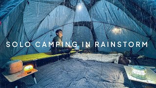 COZY HOT TENT CAMPING IN RAINSTORM • ASMR [upl. by Kenweigh]