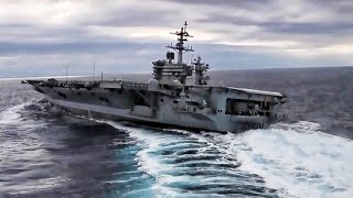 US Navy Aircraft Carrier Performs High Speed Turns [upl. by Harwell]