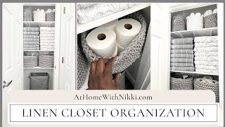 How To Organize A Small Linen Closet  Tiny Closet Tips amp Ideas [upl. by Slin]