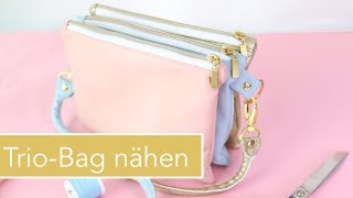 Trio Bag nähen aus Kunstleder  3 verbundene Taschen als Handtasche [upl. by Llerrut345]