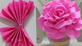 DIY Giant paper flower tutorial in lockdown with Crepe paper HandmadeEasy and SimplePapersai arts [upl. by Oirom]