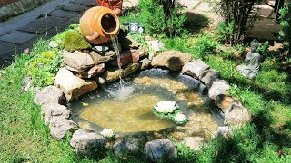 DIY Small Garden Pond with Waterfall amp Rock Garden [upl. by Nekcarb]