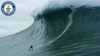 Largest wave surfed  Guinness World Records [upl. by Leanatan]