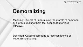 Demoralizing Meaning [upl. by Ormiston]