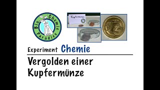 Experiment Chemie – Vergolden einer Kupfermünze [upl. by Atinaujnas533]