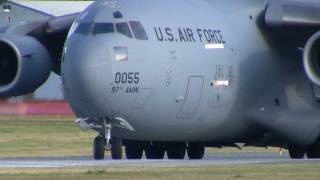 USAF C17 takeoff at Abbotsford Intl Airport  YXX [upl. by Marigolde]