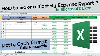 How to create expense report in Excel in Hindi  Daily Petty cash Manage in Excel tutorial in hindi [upl. by Ruff]